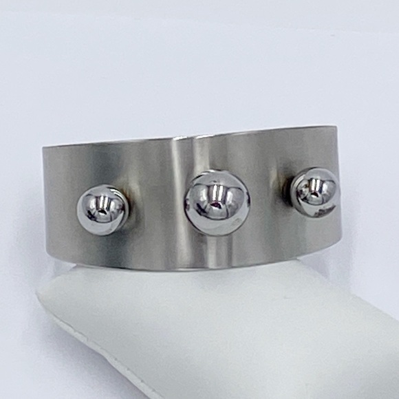 Silver Tone Modernist Cuff Bracelet Signed MADE IN ENGLAND - Picture 2 of 10